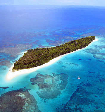 Aerial view of Zapatilla Island in Bocas del Toro, Panama